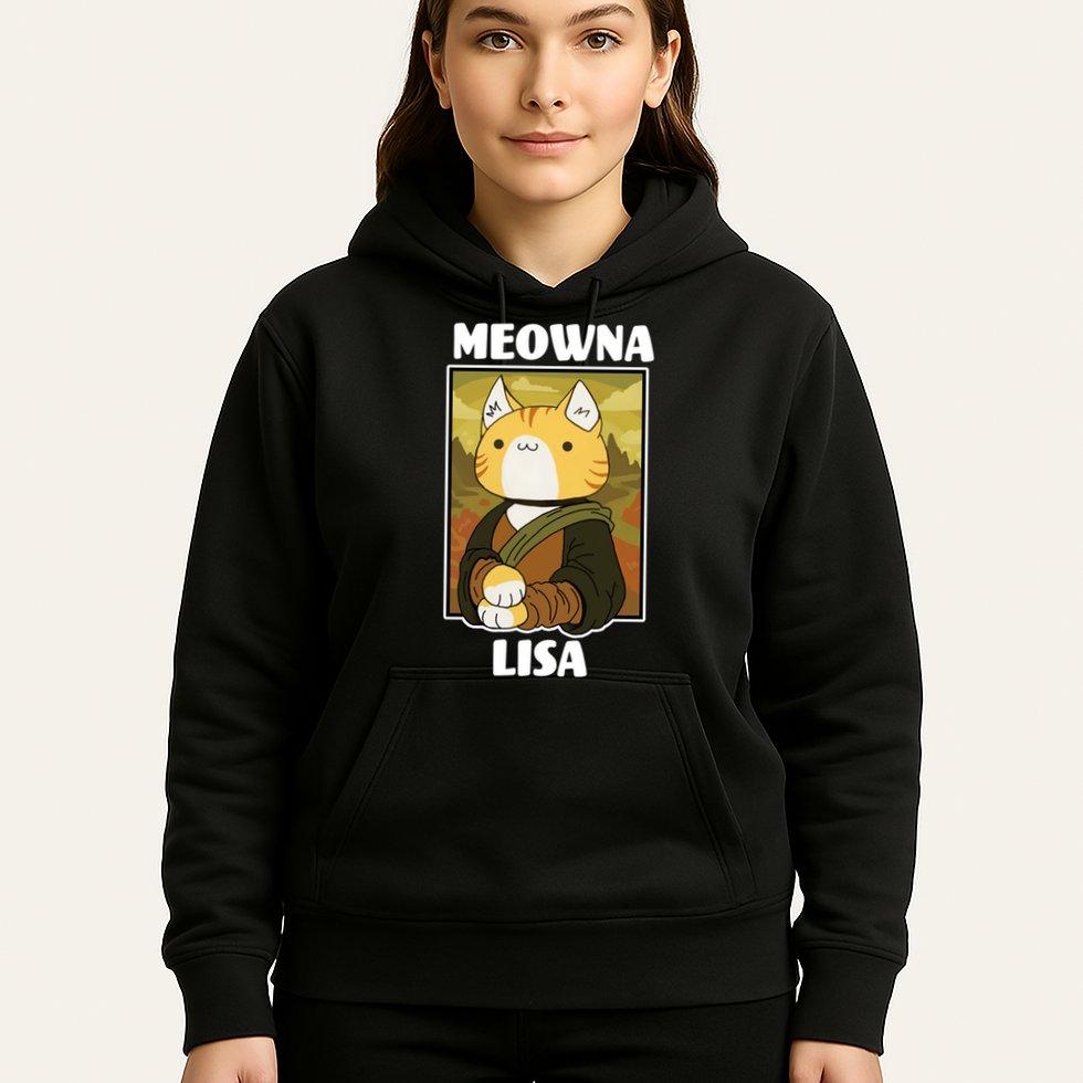 Meowna Lisa Cat Portrait Hoodie