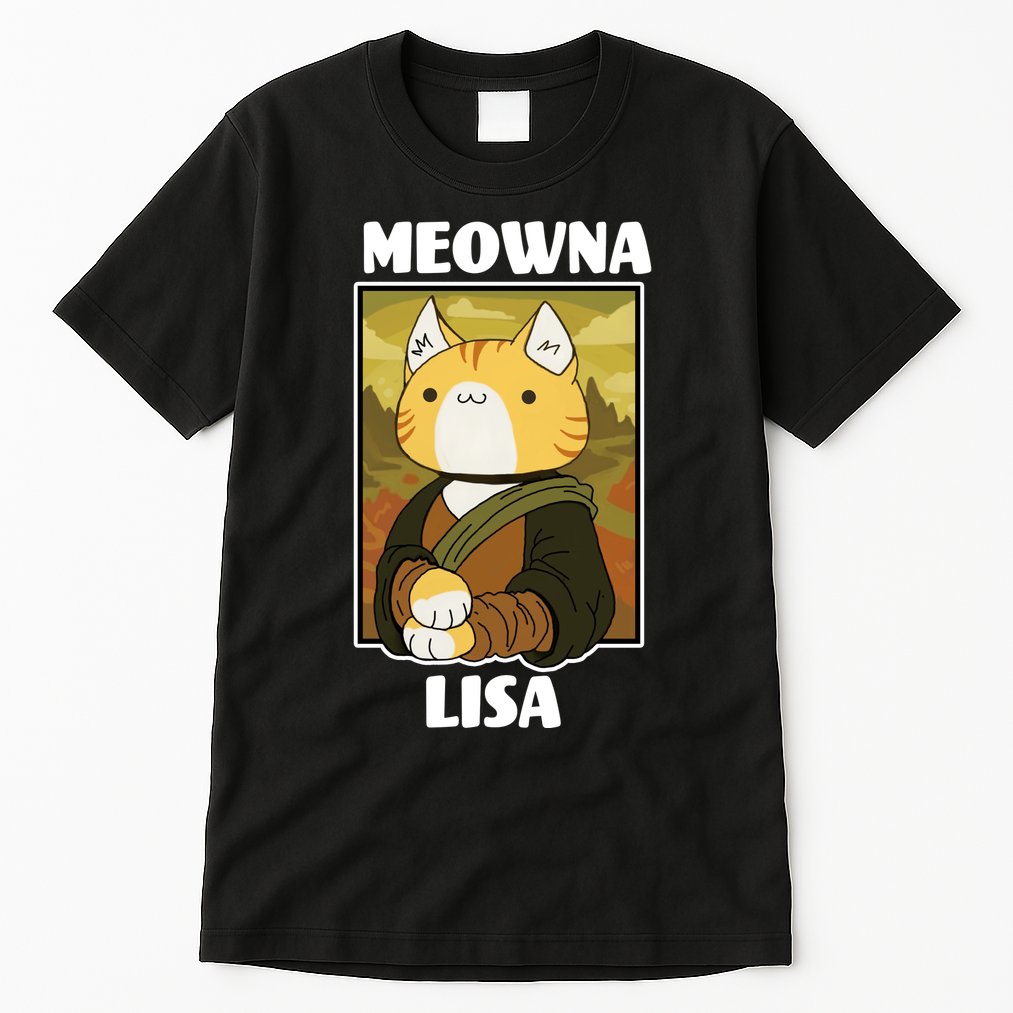 Meowna Lisa Cat Portrait Tall T-Shirt