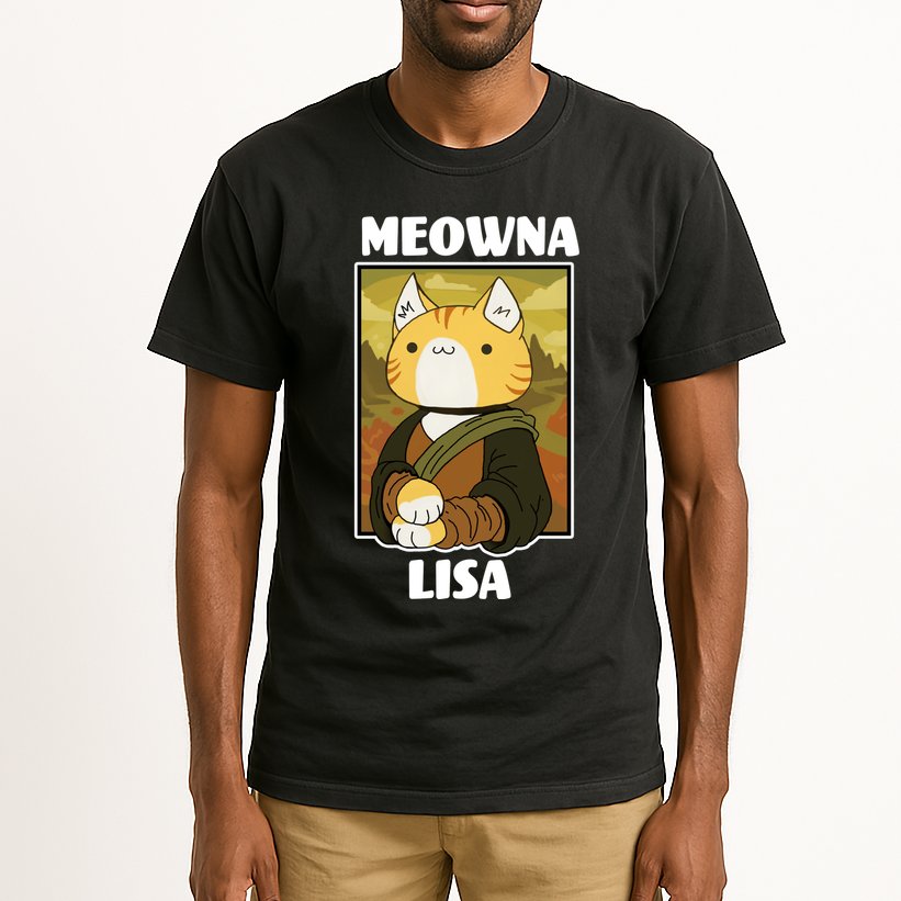 Meowna Lisa Cat Portrait Tall T-Shirt