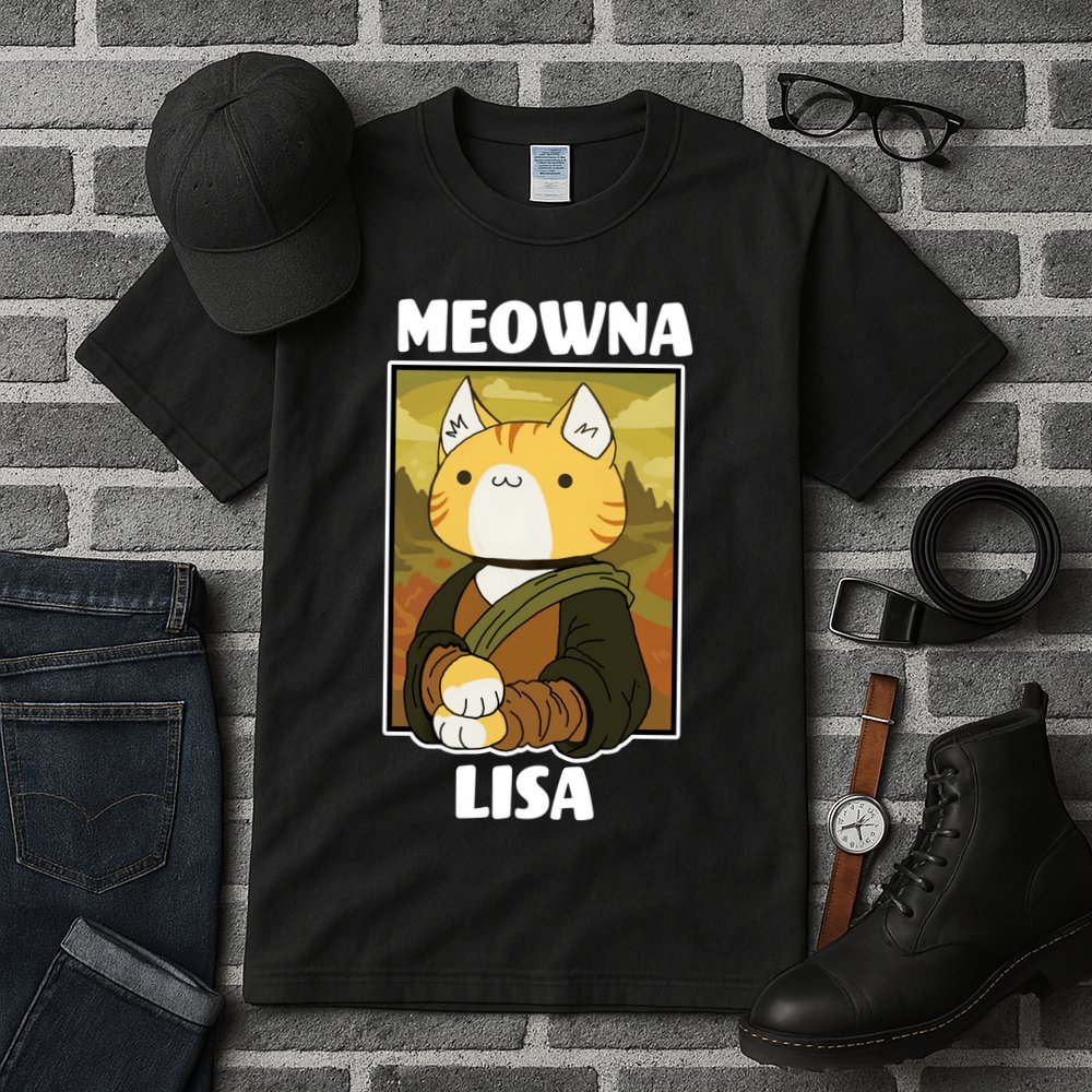 Meowna Lisa Cat Portrait Tall T-Shirt