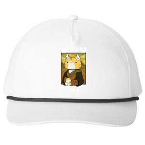 Meowna Lisa Cat Portrait Snapback Five-Panel Rope Hat