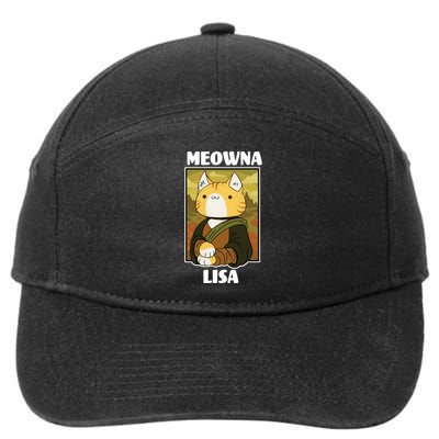 Meowna Lisa Cat Portrait 7-Panel Snapback Hat