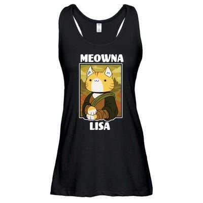 Meowna Lisa Cat Portrait Ladies Essential Flowy Tank