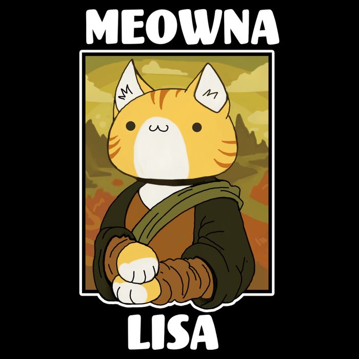 Meowna Lisa Cat Portrait Flat Bill Trucker Hat