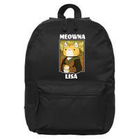 Meowna Lisa Cat Portrait 16 in Basic Backpack