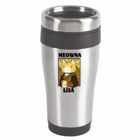 Meowna Lisa Cat Portrait 16oz Travel Tumbler