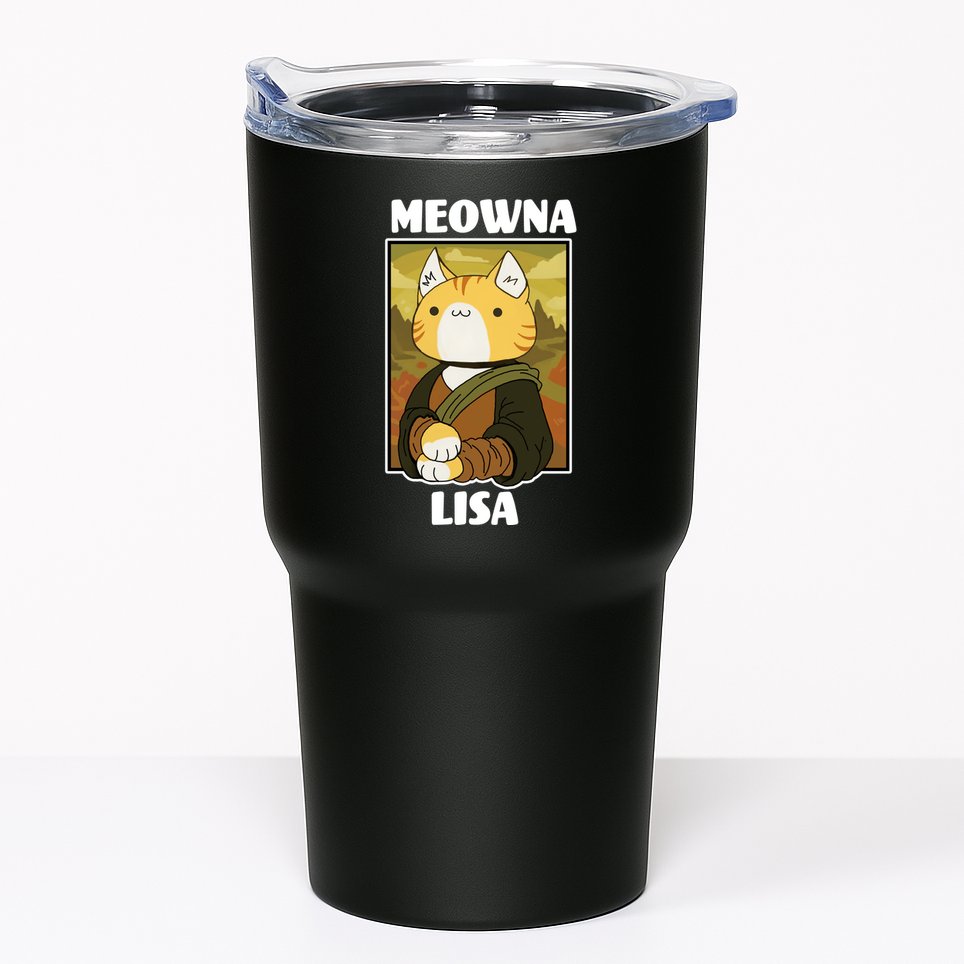 Meowna Lisa Cat Portrait Tumbler