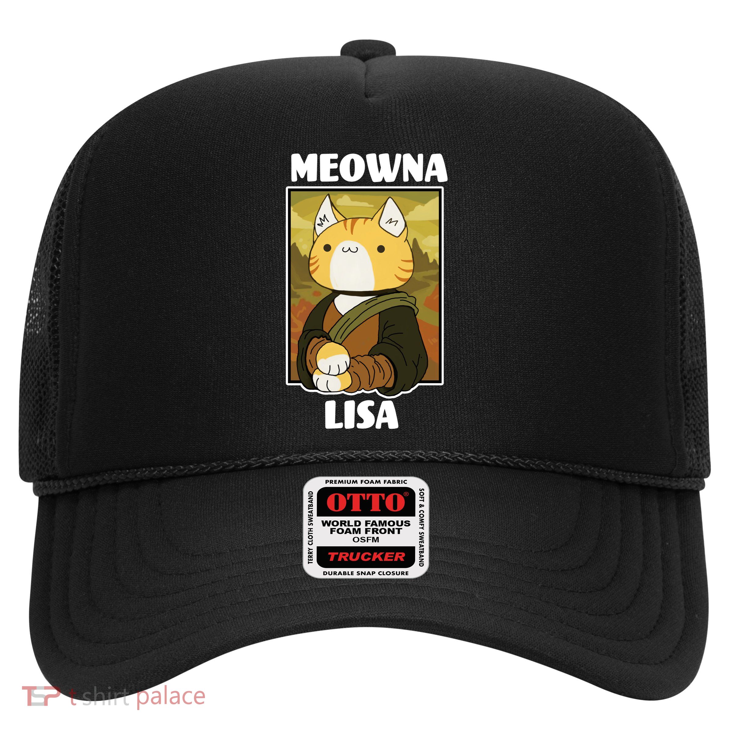Meowna Lisa Cat Portrait Trucker Hat