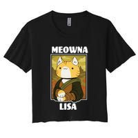 Meowna Lisa Cat Portrait Women's Crop Top Tee