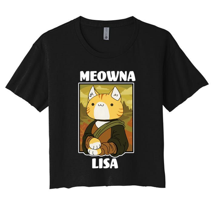 Meowna Lisa Cat Portrait Women's Crop Top Tee