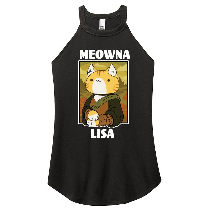 Meowna Lisa Cat Portrait Women's Perfect Tri Rocker Tank