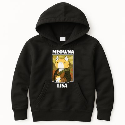 Meowna Lisa Cat Portrait Kids Hoodie