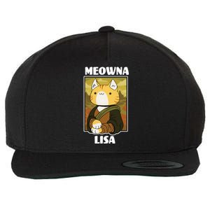 Meowna Lisa Cat Portrait Wool Snapback Cap