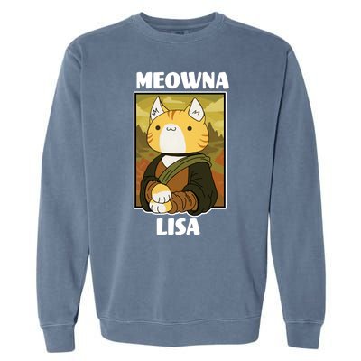 Meowna Lisa Cat Portrait Garment-Dyed Sweatshirt