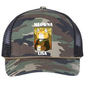 Meowna Lisa Cat Portrait Retro Rope Trucker Hat Cap