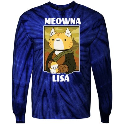 Meowna Lisa Cat Portrait Tie-Dye Long Sleeve Shirt