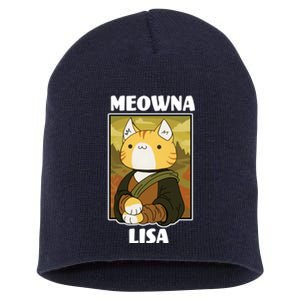 Meowna Lisa Cat Portrait Short Acrylic Beanie