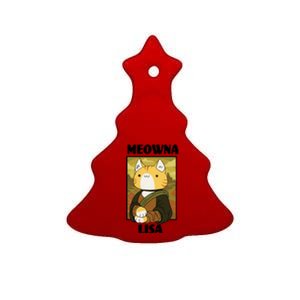 Meowna Lisa Cat Portrait Ceramic Tree Ornament