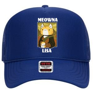 Meowna Lisa Cat Portrait High Crown Mesh Back Trucker Hat