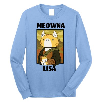 Meowna Lisa Cat Portrait Long Sleeve Shirt