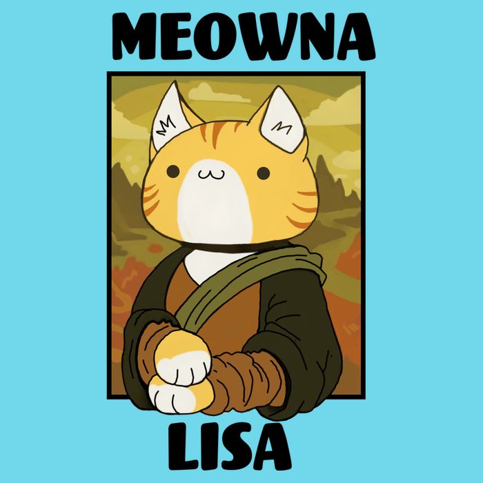 Meowna Lisa Cat Portrait Long Sleeve Shirt