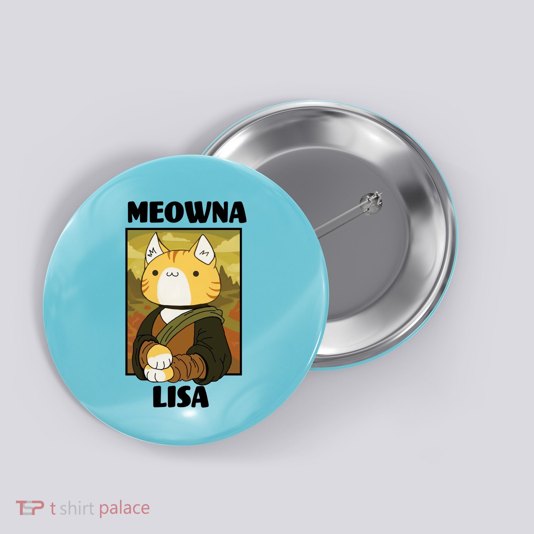 Meowna Lisa Cat Portrait Button