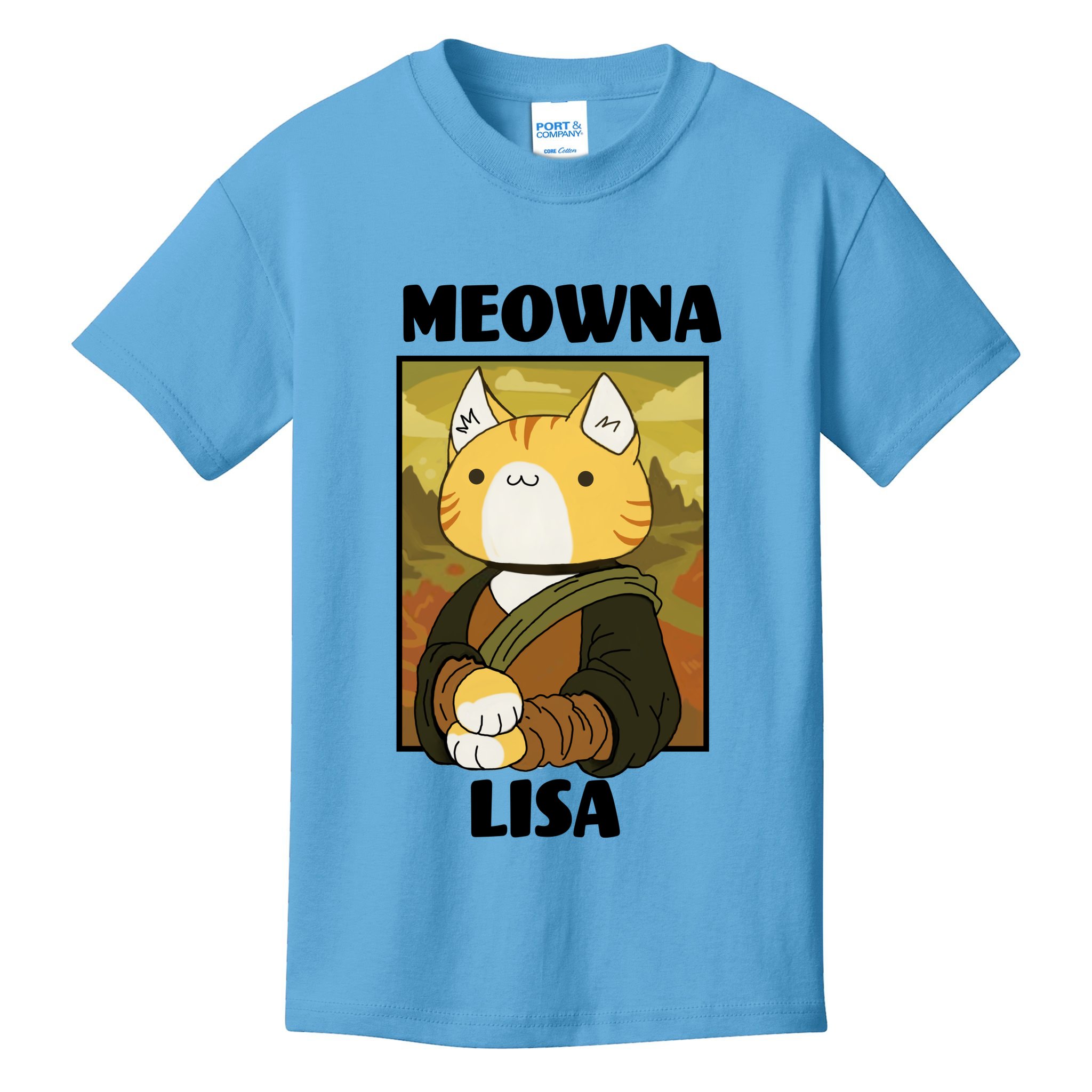 Meowna Lisa Cat Portrait Kids T-Shirt