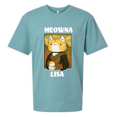 Meowna Lisa Cat Portrait Sueded Cloud Jersey T-Shirt