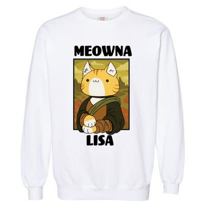 Meowna Lisa Cat Portrait Garment-Dyed Sweatshirt