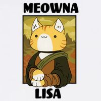 Meowna Lisa Cat Portrait Garment-Dyed Sweatshirt
