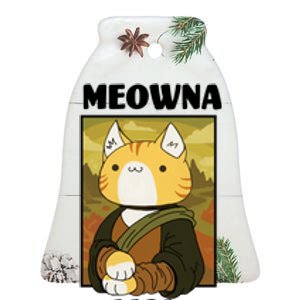 Meowna Lisa Cat Portrait Ceramic Bell Ornament