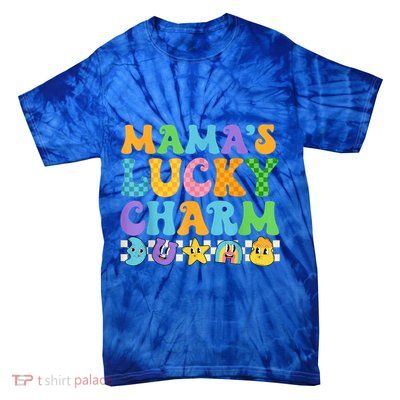 MamaS Lucky Charm Saint PatrickS Day Groovy Tie-Dye T-Shirt