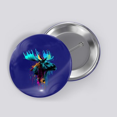 Moose Lovers Colorful Pop Art Beautiful Moose Great Gift Button