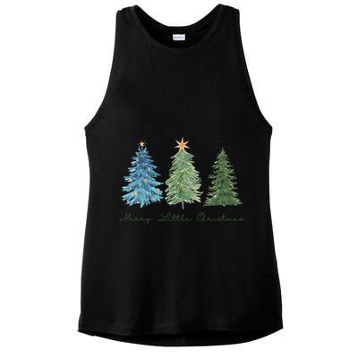 Merry Little Christmas Tree Holiday Ladies PosiCharge Tri-Blend Wicking Tank
