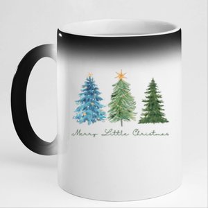 Merry Little Christmas Tree Holiday 11oz Black Color Changing Mug