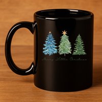 Merry Little Christmas Tree Holiday 11oz C Handle Ceramic Mug
