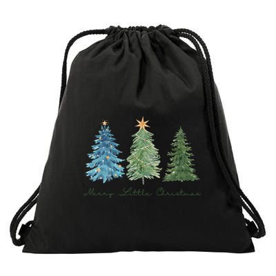 Merry Little Christmas Tree Holiday Drawstring Bag