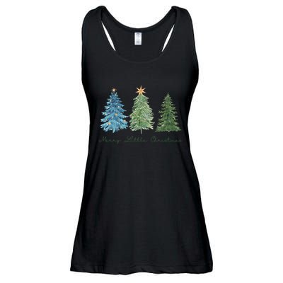 Merry Little Christmas Tree Holiday Ladies Essential Flowy Tank