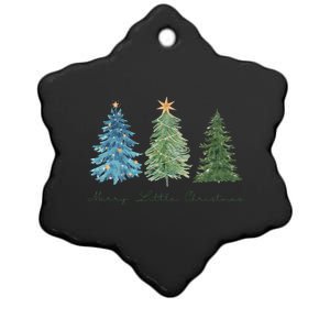 Merry Little Christmas Tree Holiday Ceramic Star Ornament