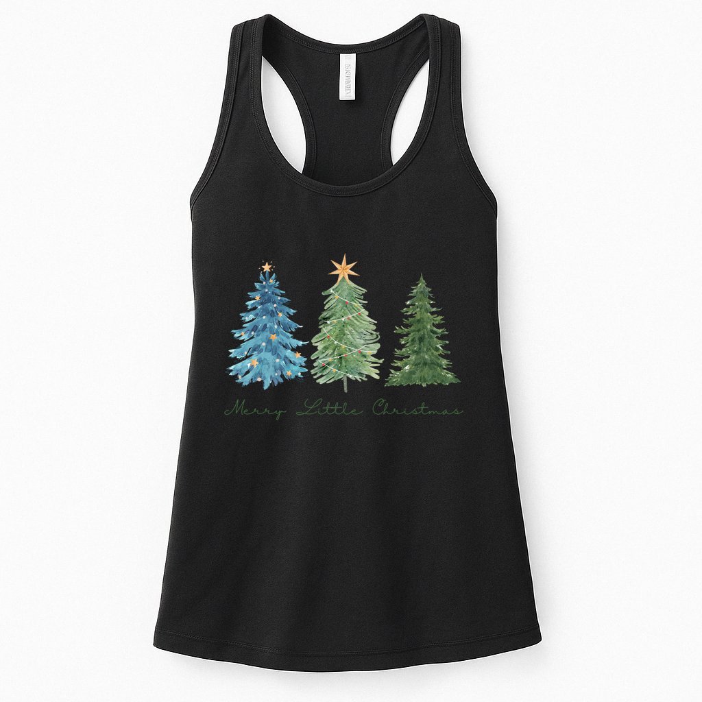 Merry Little Christmas Tree Holiday Womens Tank Top