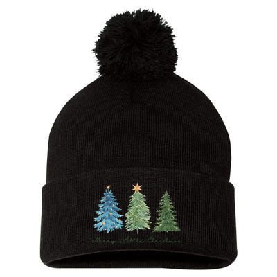 Merry Little Christmas Tree Holiday Pom Pom 12in Knit Beanie