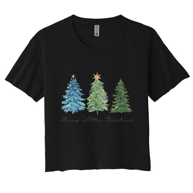 Merry Little Christmas Tree Holiday Crop Top
