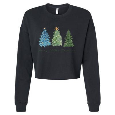 Merry Little Christmas Tree Holiday Cropped Pullover Crew