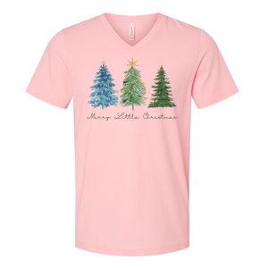 Merry Little Christmas Tree Holiday V-Neck T-Shirt