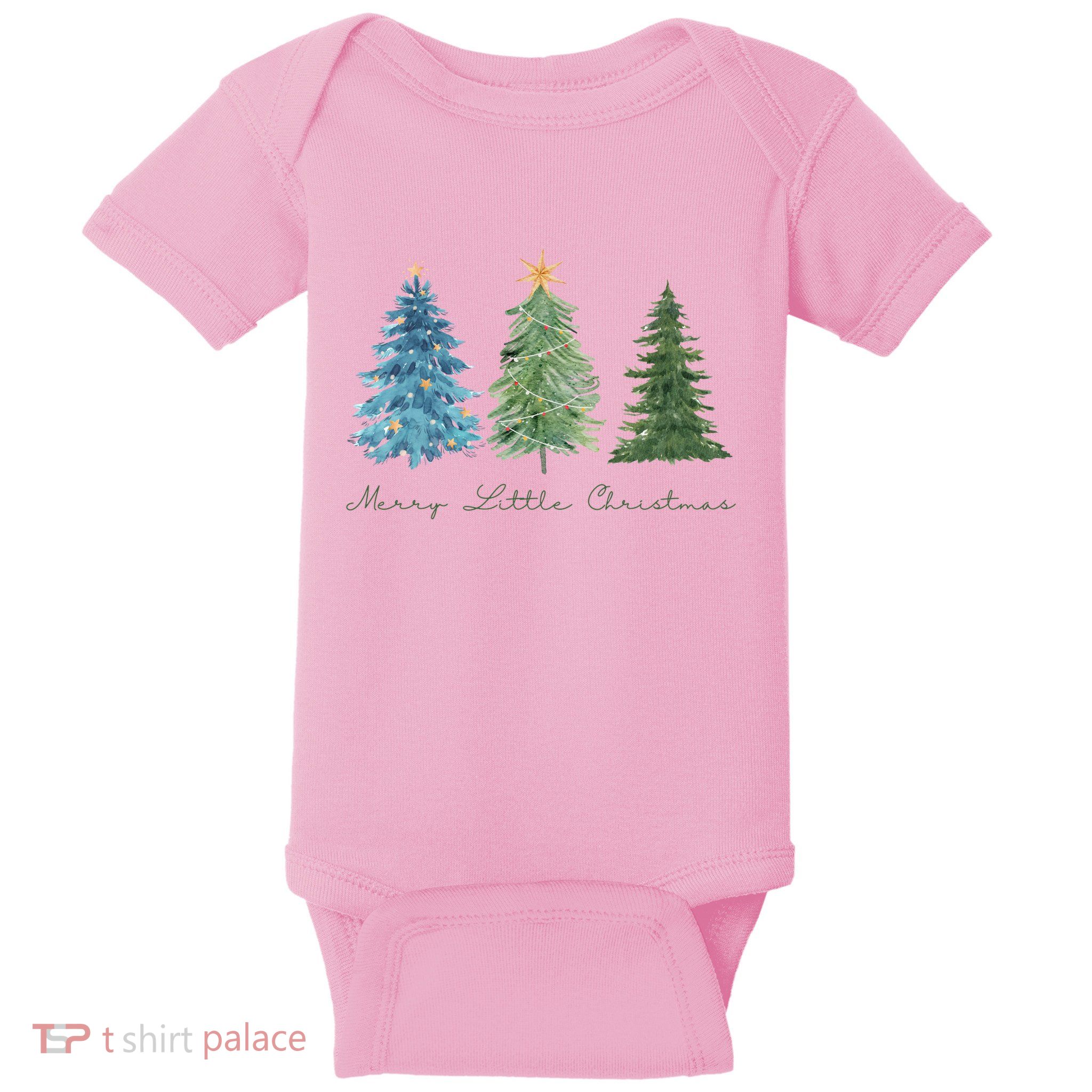 Merry Little Christmas Tree Holiday Baby Bodysuit