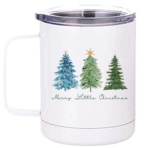 Merry Little Christmas Tree Holiday 12 oz Stainless Steel Tumbler Cup