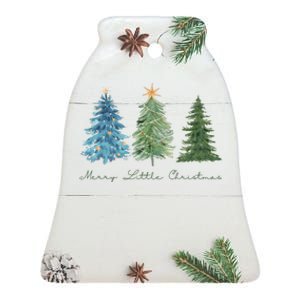 Merry Little Christmas Tree Holiday Ceramic Bell Ornament