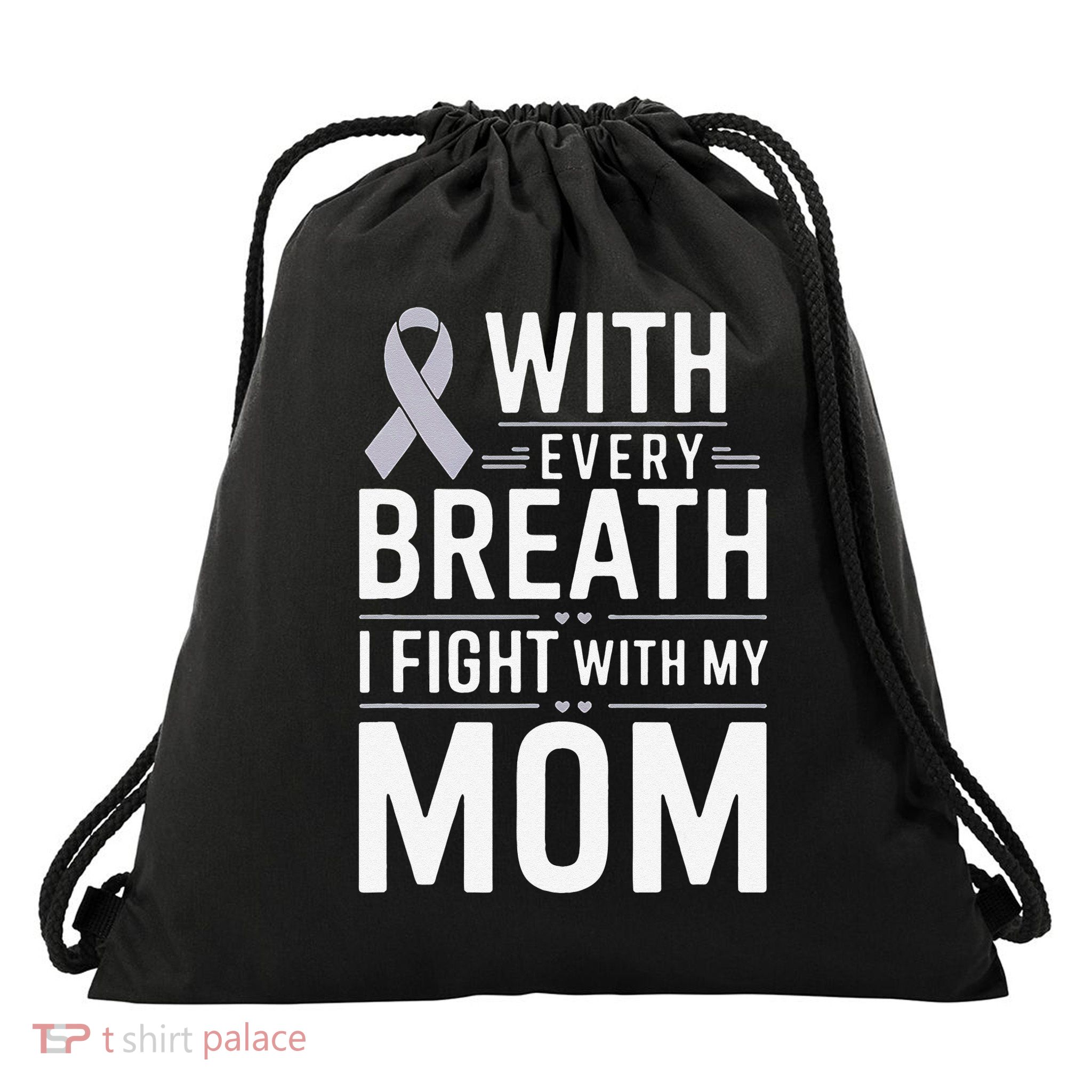 Mom Lung Cancer Awareness Drawstring Bag