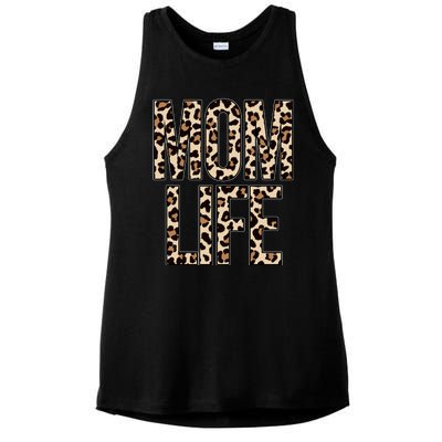 Mom Life Cheetah Print Cute Mother's Day Gift Ladies PosiCharge Tri-Blend Wicking Tank