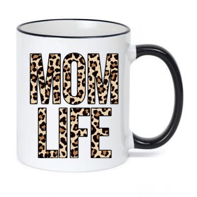 Mom Life Cheetah Print Cute Mother's Day Gift 11oz Black Color Changing Mug